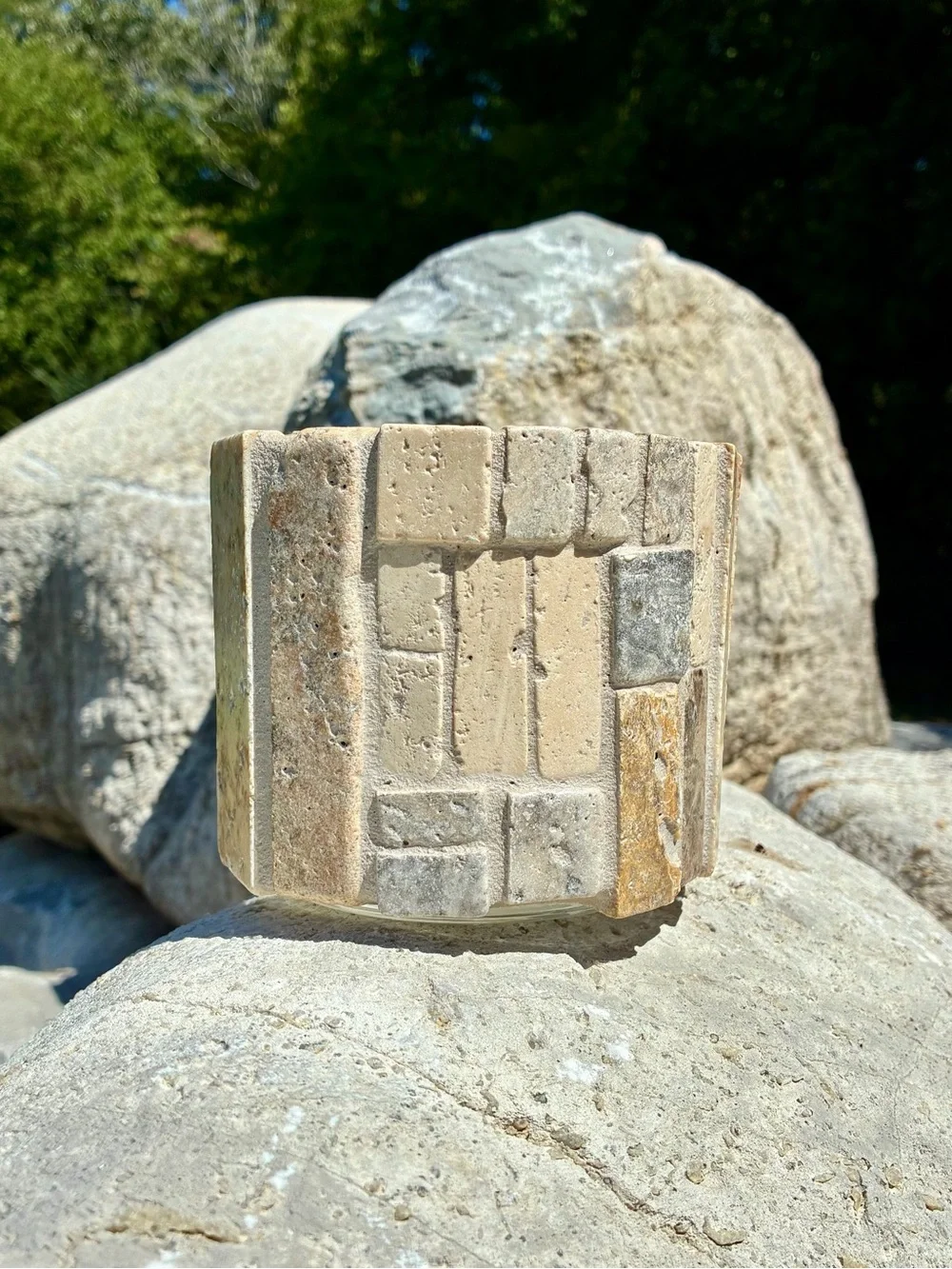 Neutral Stone Mosaic Tealight Holder - Home Accents